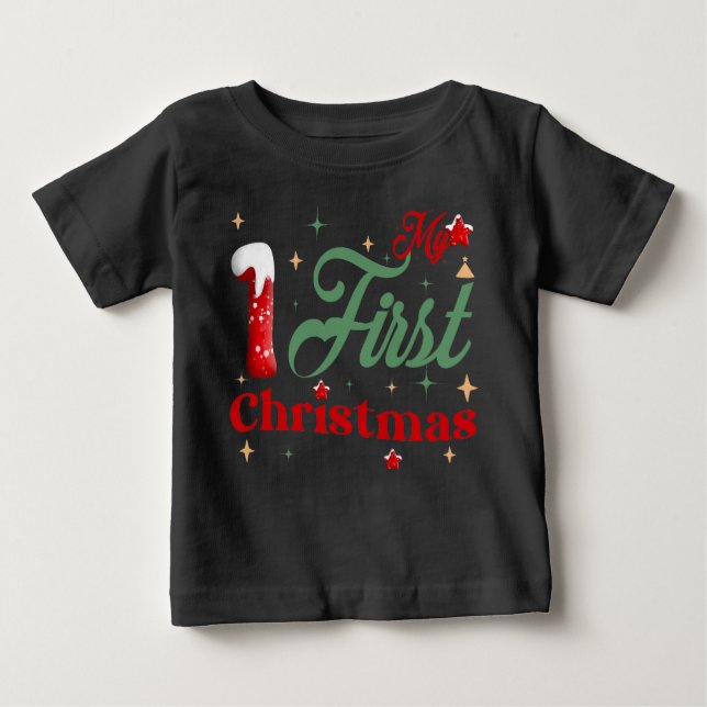 Min första jul Black Baby Bra Jersey T-Shirt (Framsida)