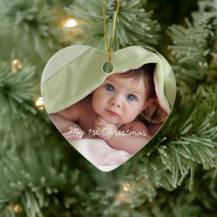 Min första jul Bright-Rosa dots Photo Ornament