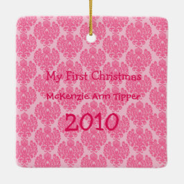 Min första jul Bright-Rosa dots Photo Ornament