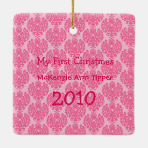 Min första jul Bright-Rosa dots Photo Ornament