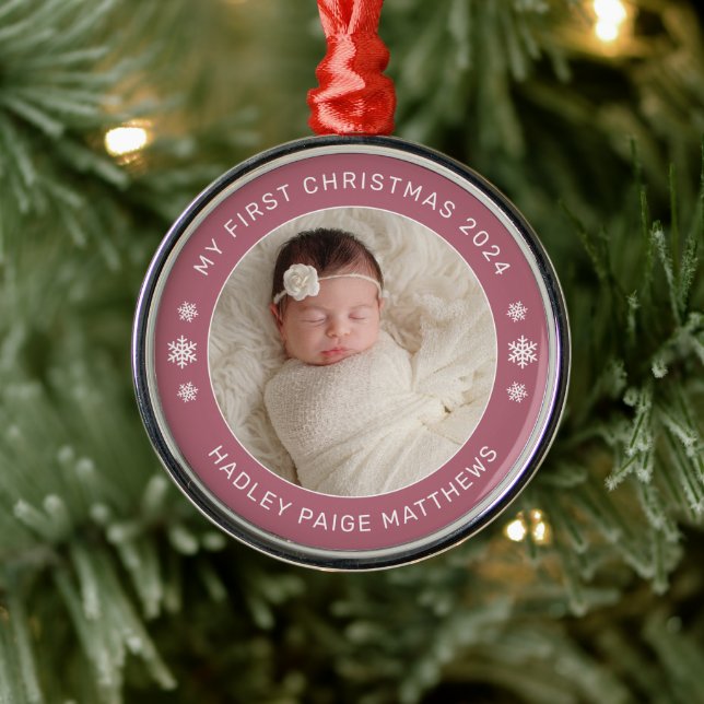 Min första jul Cassis Personlig Baby Photo Julgransprydnad Metall (Träd)