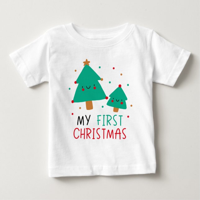 Min första jul - Cute Julgranar T Shirt (Framsida)