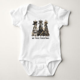 Min första jul Elegant svart och guld träd Des T Shirt