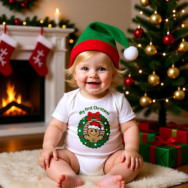 🎄 min första jul för söt nyfödd pojke3 t shirt (🎄My 1st Christmas for cute newborn boy3 Baby Bodysuit)