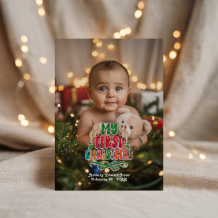 "Min första jul" fotokollage Julkort