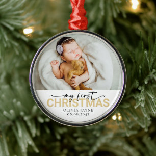 Min första jul, fotopaté Baby Julgransprydnad Metall