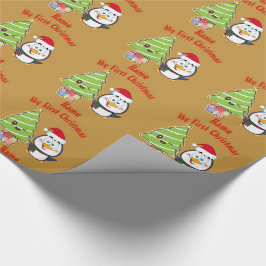 Min första Jul-GIFTWRAP Penguin-Personlig Presentpapper