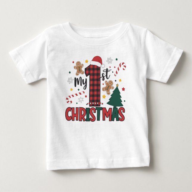Min första jul gingerbread candy cane t shirt (Framsida)