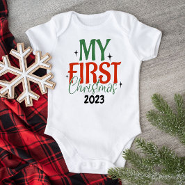 Min första jul glänsande stjärna Personlig vit T Shirt