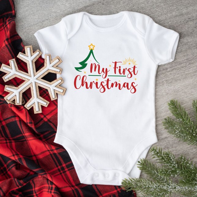 Min första jul Grön julgran Vit T Shirt (Skapare uppladdad)