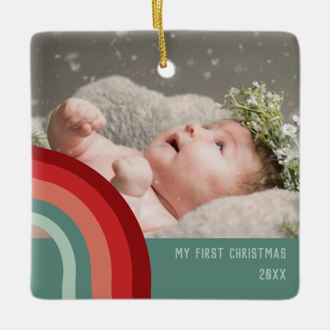 Min första jul Groovy Retro Julgransprydnad Keramik (Framsida)