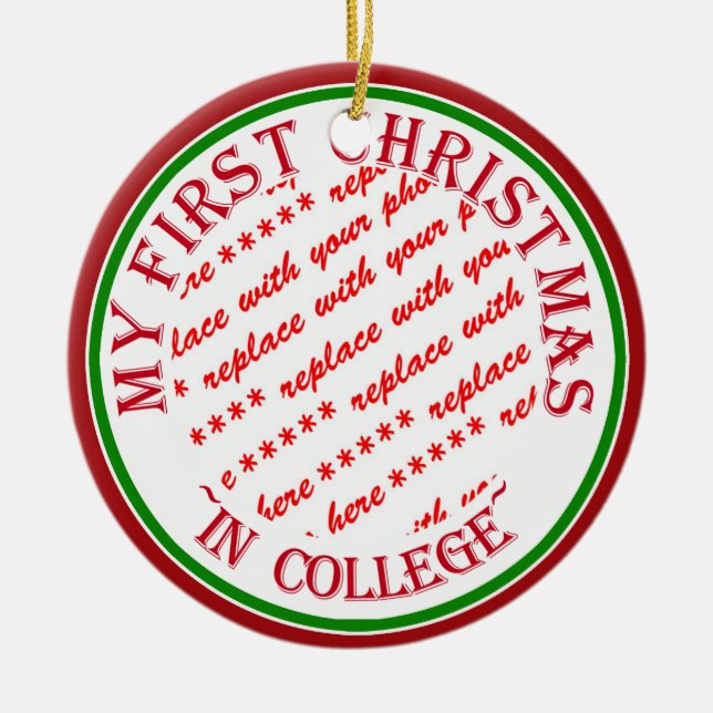 Min första jul i College Photo Ram Julgransprydnad Keramik (Framsidan)