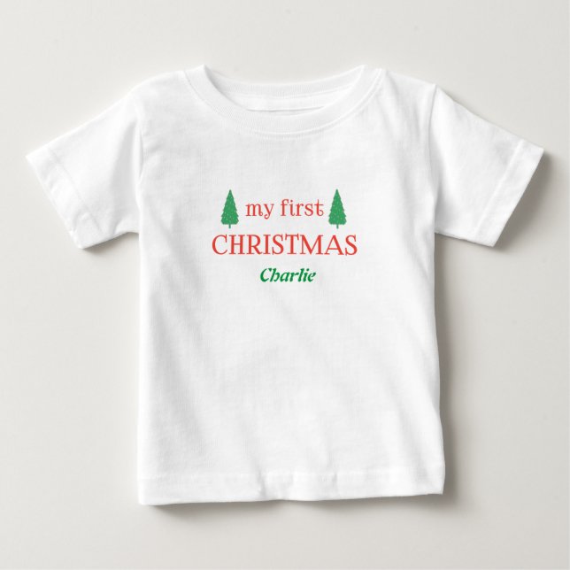Min första jul i Personligen Träd T Shirt (Framsida)