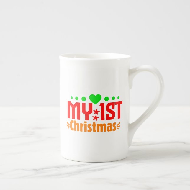 Min första jul - juldesign benporslin mugg (Höger)