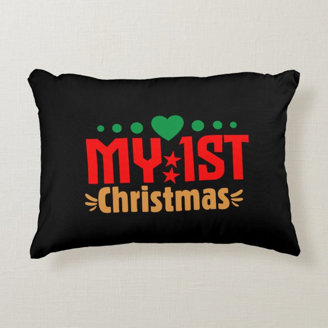 Min första jul - juldesign prydnadskudde (Framsidan)