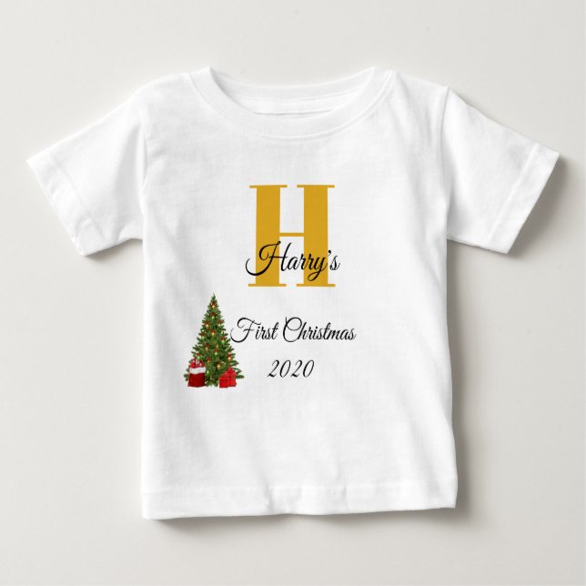Min första jul, Julgran Editable Guld T Shirt (Framsida)