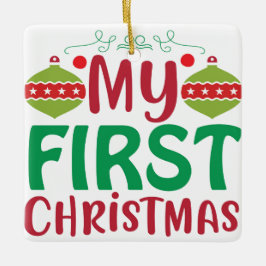 Min första jul julgransprydnad keramik