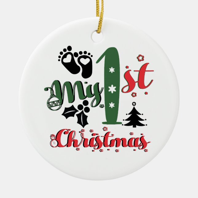 Min första jul julgransprydnad keramik (Framsidan)