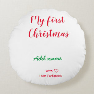 Min första jul, lägg till familjen namn namn med k rund kudde