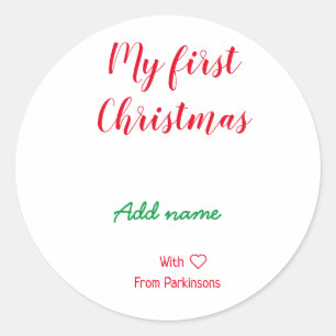Min första jul, lägg till familjen namn namn med k runt klistermärke