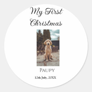 Min första jul lägga till husdjur namn hund katt å runt klistermärke