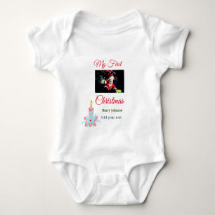Min första jul ljusstake lägg till barnets fotonam t shirt