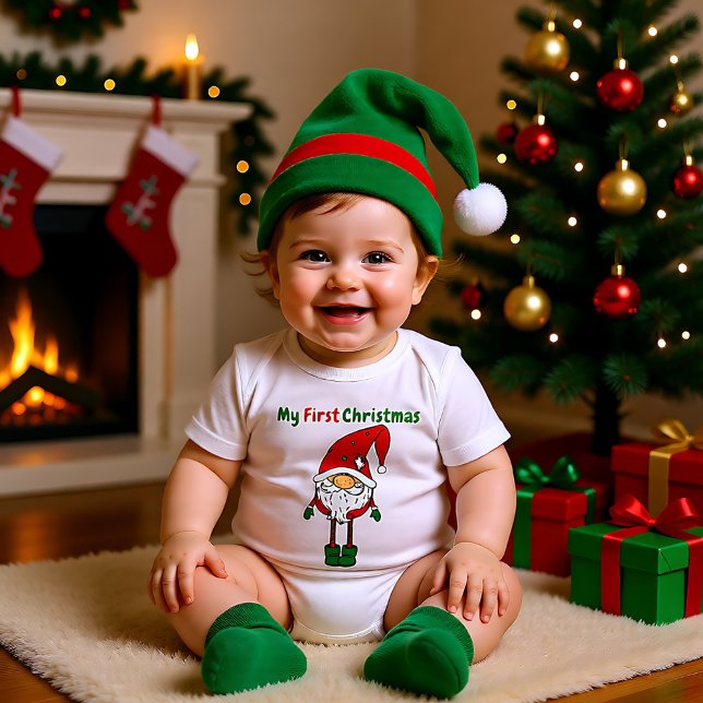 🎄 min första jul med Cute Santa T Shirt (🎄 My 1st Christmas with Cute Santa Baby Bodysuit)