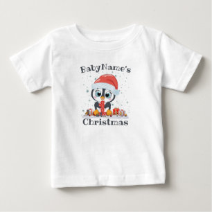 Min första jul med namn söt penguin 1:a t shirt