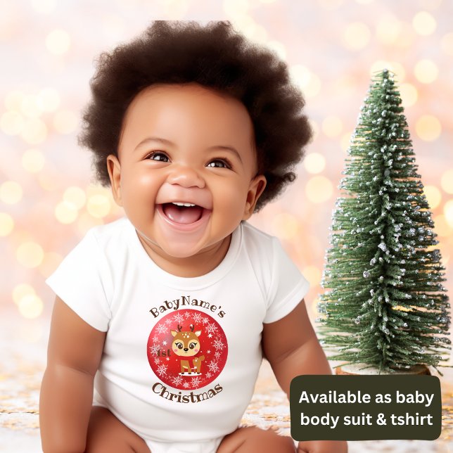 Min första jul med namn söt renrött från renar t shirt (Skapare uppladdad)