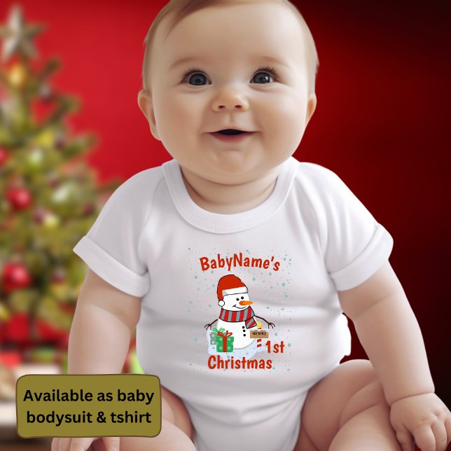 Min första jul med namn söta snögubbar t shirt (Skapare uppladdad)