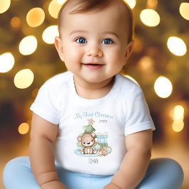 Min första jul Namn Baby Bear Julgran T Shirt