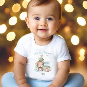 Min första jul Namn Baby Bear Julgran T Shirt