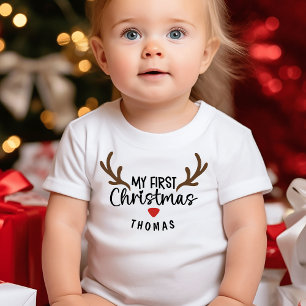 Min första jul Namn Boy Reindeer T Shirt