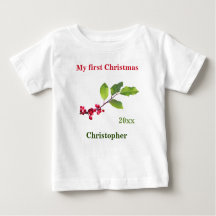 Min första jul namn-datum för grå bär T-Shirt