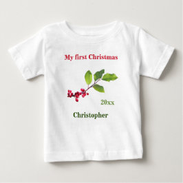 Min första jul namn-datum för grå bär T-Shirt