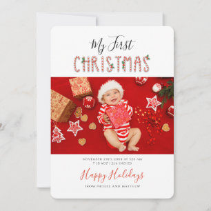 Min första jul Ny baby-foton Anpassad Julkort