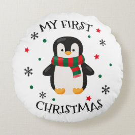 Min första Jul-penguin-runda Pillow Rund Kudde