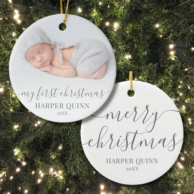Min första jul-Personlig Baby Photo Julgransprydnad Keramik (Photo Simple Baby's First Christmas Ceramic Ornament )