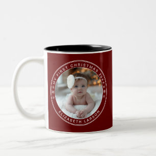 Min första jul-Personlig Baby Photo Red Två-Tonad Mugg