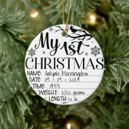 Min första jul Personligt namn datum tid Julgransprydnad Keramik