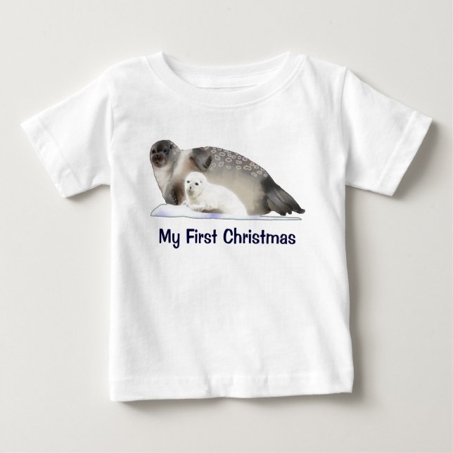 Min första jul - Ringad Seal T Shirt (Framsida)