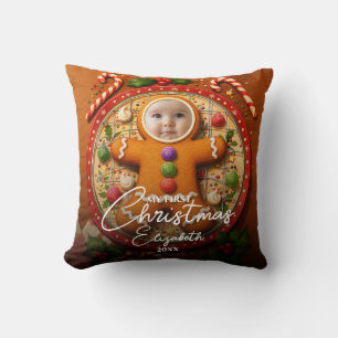 Min första jul Rolig söt pepparkaksbild Kudde