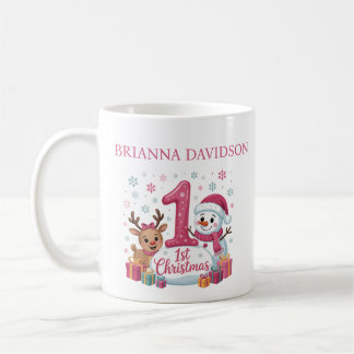 Min första jul Rosa Foto Personligt Namn Kaffemugg