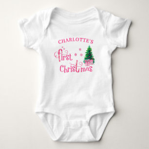 Min första jul Rosa julgran och presenter T Shirt