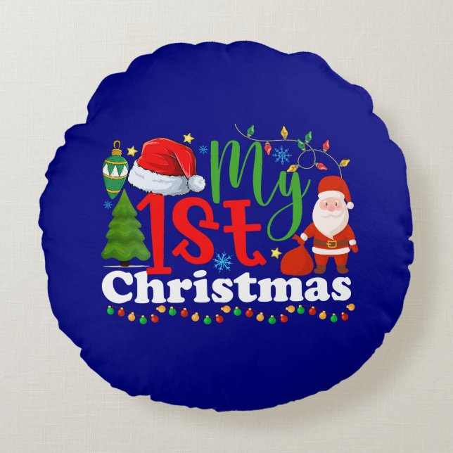 Min första jul rund kudde (Framsidan)