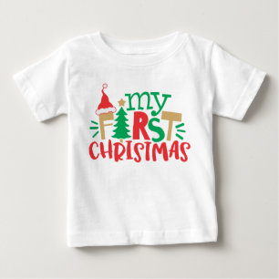 Min första jul Santahatt Träd Röd Grön T Shirt
