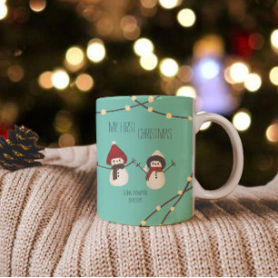 Min första jul snömannen illustration Två-Tonad mugg