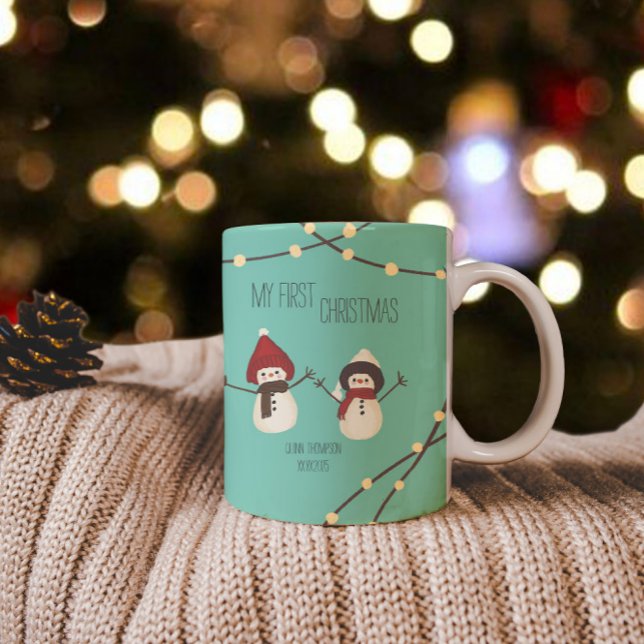 Min första jul snömannen illustration Två-Tonad mugg (Skapare uppladdad)