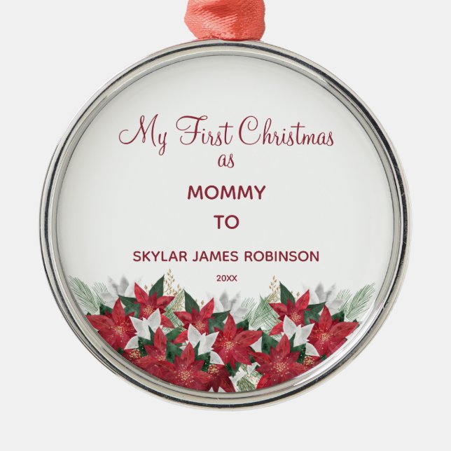 Min första jul som Anpassningsbar Baby Namn år i M Julgransprydnad Metall (Framsidan)