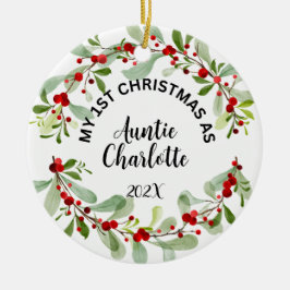 Min första jul som Auntie, Foto, Personlig Julgransprydnad Keramik